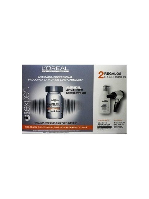 L'OREAL EXPERT AMINEXIL ADVANCED OMEGA 6 ANTI HAIRLOSS 42 X 6 ML+SHAMPOO 500ML + HAIRDRYER